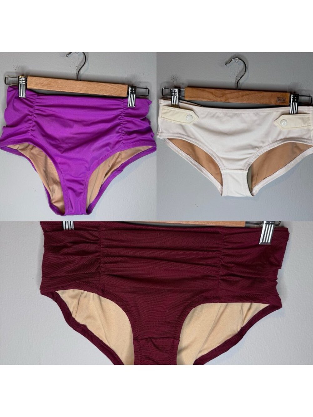 J Crew XS Swimwear Bottoms New Lot Of 3 Pieces Womens Purple Red White Extra Sml